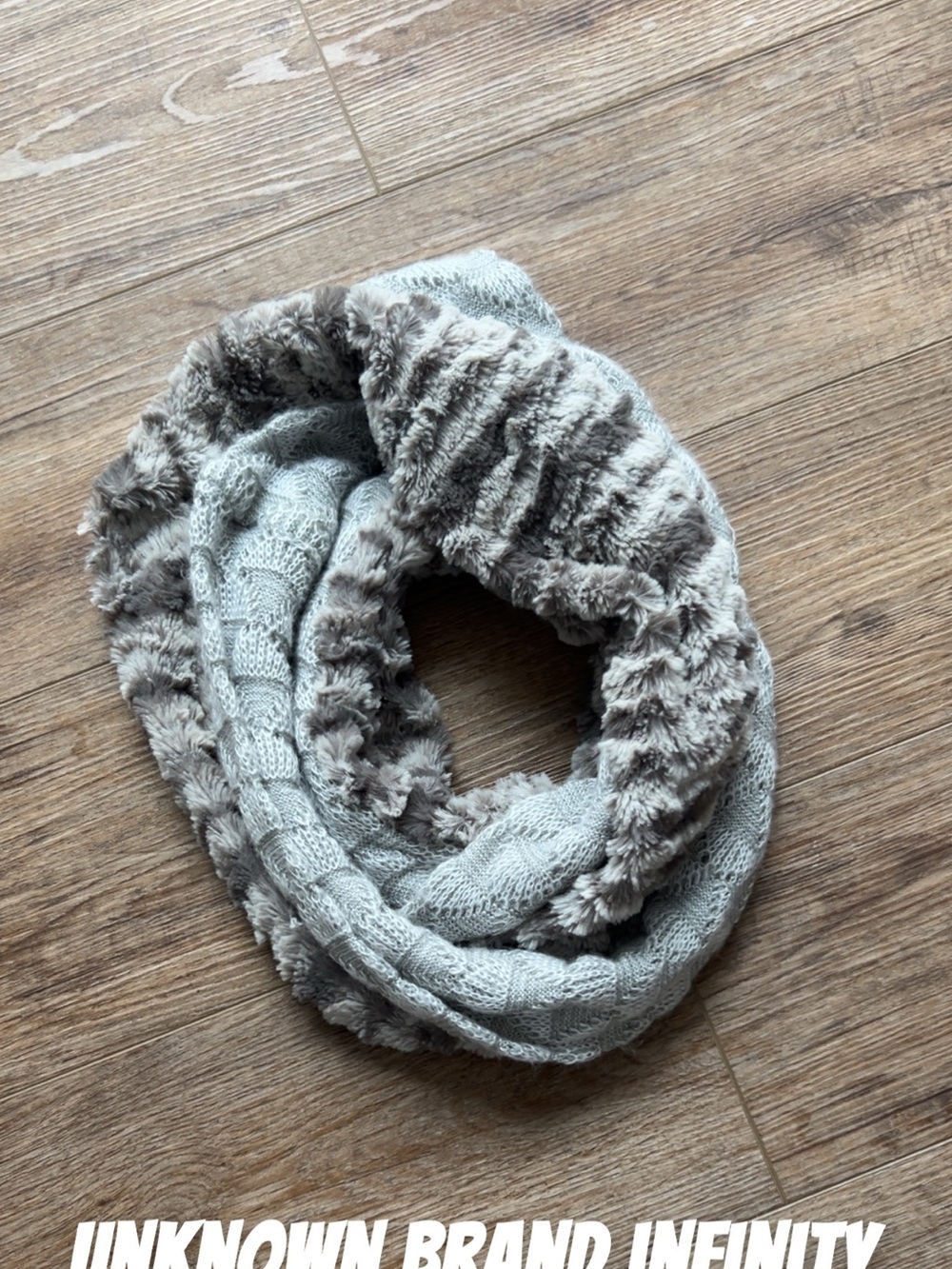 Infinity Scarf with Faux Fur Trim - Gray